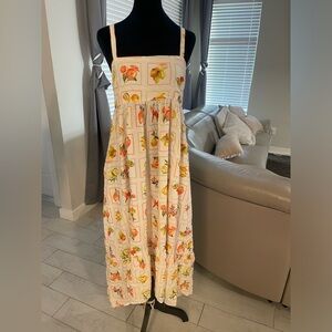 Anthropologie Paper Heart square neck fruit print Maxi dress L